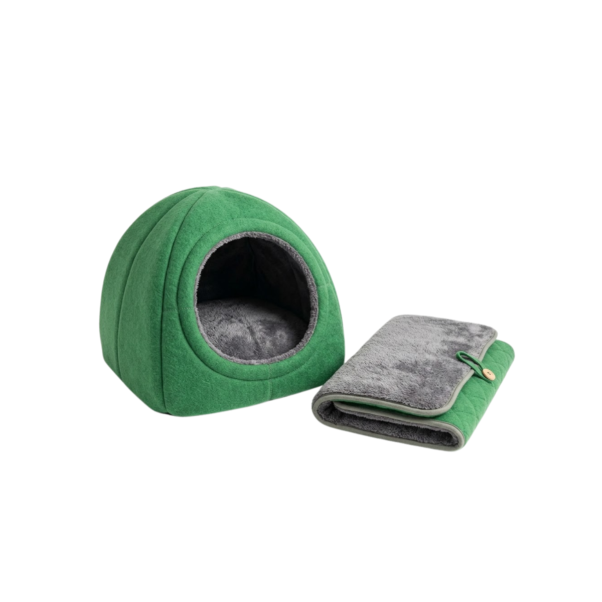 2-in-1 Foldable Cave Bed – Green