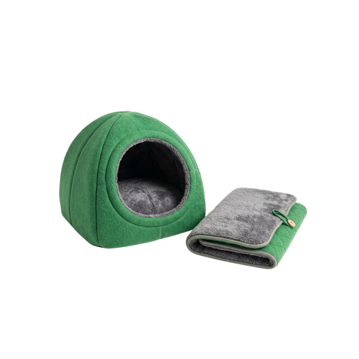 2-in-1 Foldable Cave Bed – Green