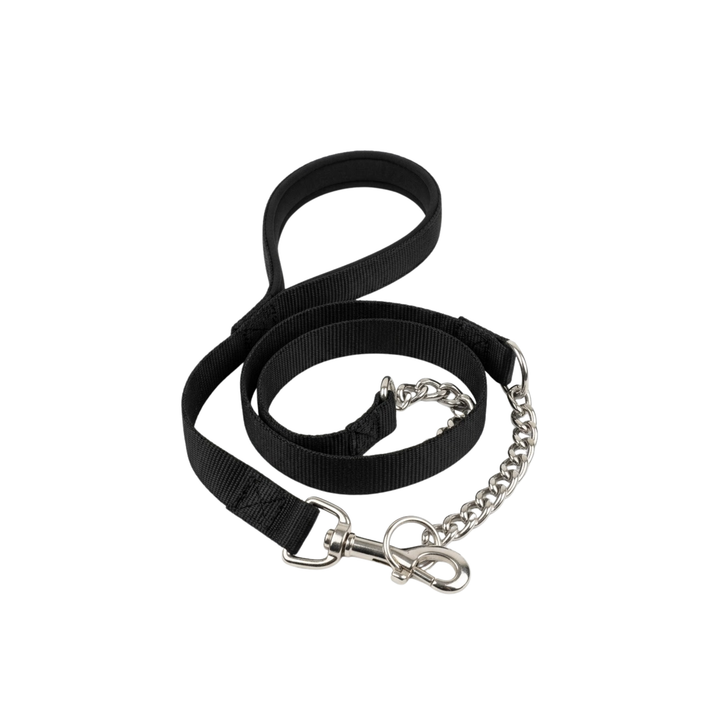 Nylon & Chain Dog Lead – Black